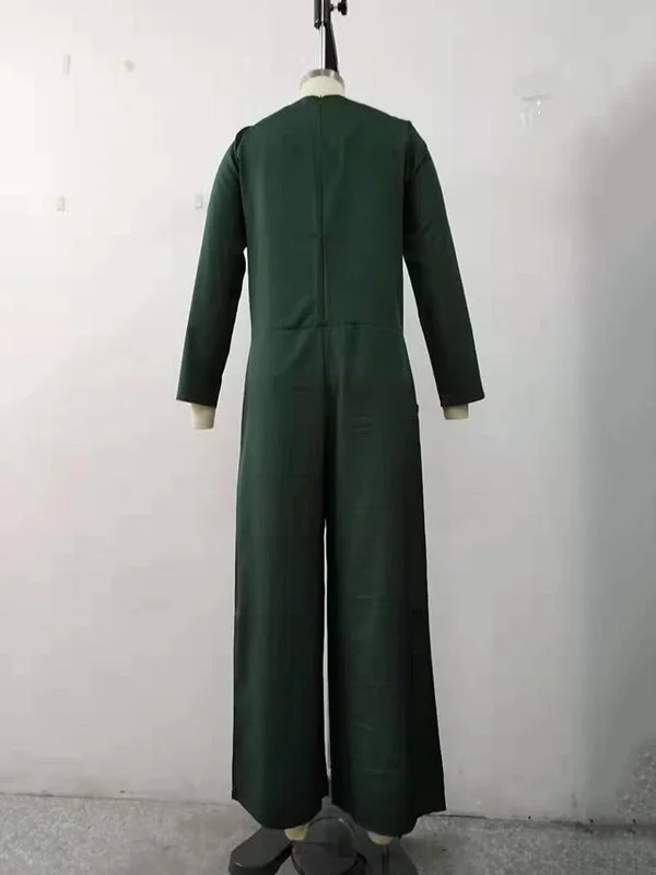 Casual 6 Colors Boat Neck Long Sleeves Jumpsuits