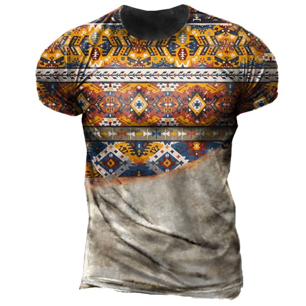 Men's Outdoor Ethnic Print Tactical Short Sleeve T-Shirt-Compassnice®