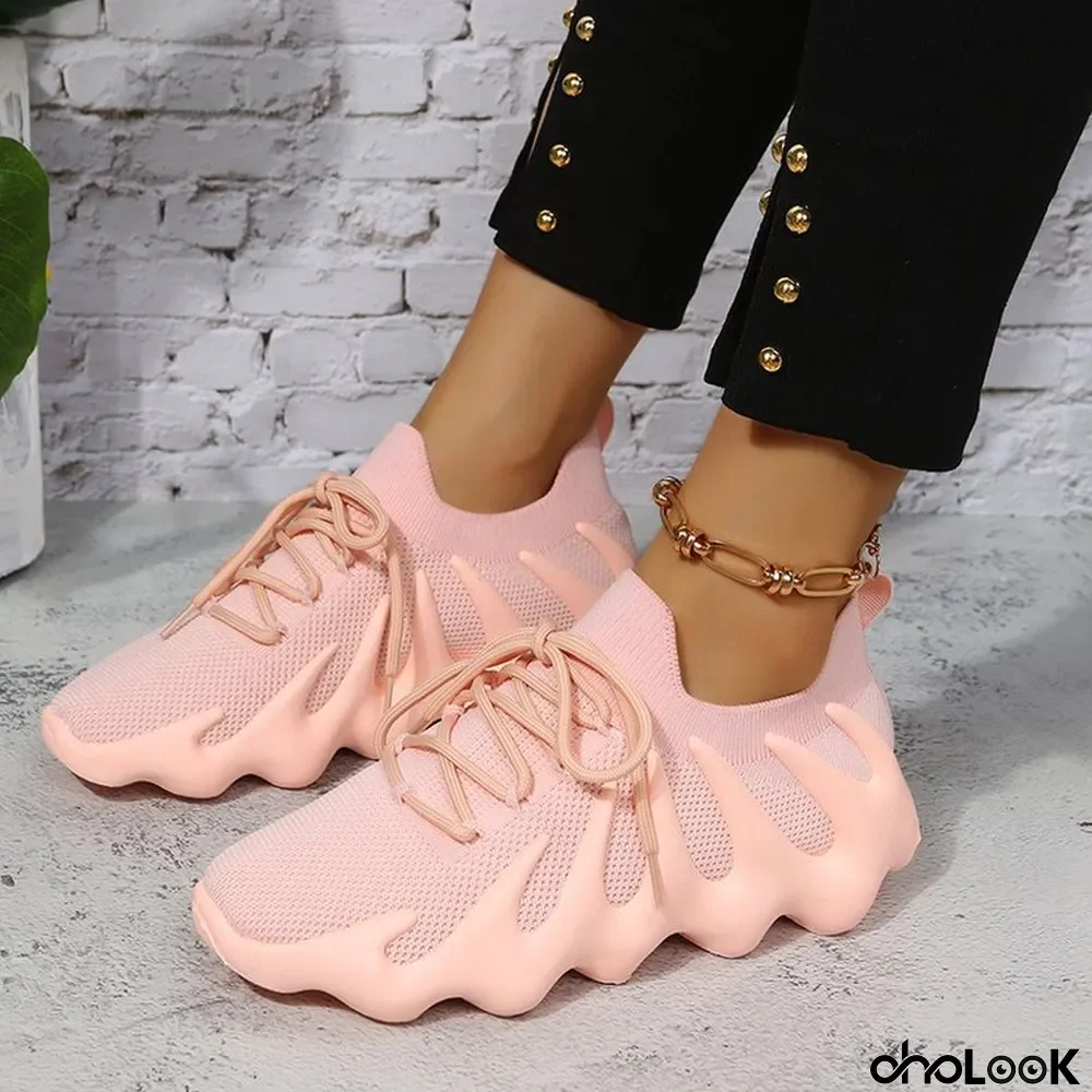 Colorblock Front Lace-up Deep Mouth Women's Shoes