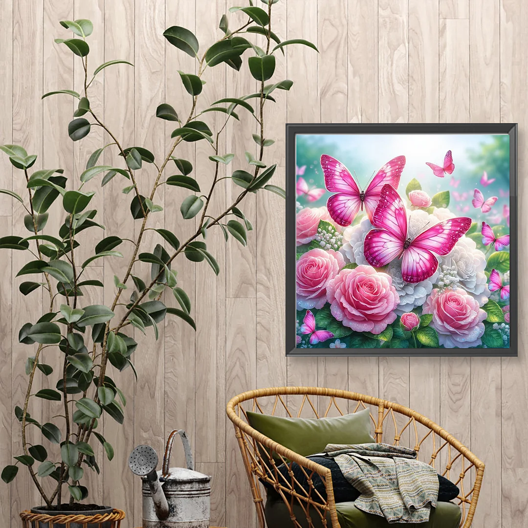 Diamond Painting - Full Round Drill - Butterfly Flower(Canvas|30*30cm)