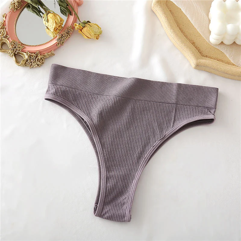 1/2PCS Thong Panties Sexy Underwear for Women G-String Female Underpants Solid Color Briefs Girls Seamless Intimates Lingerie