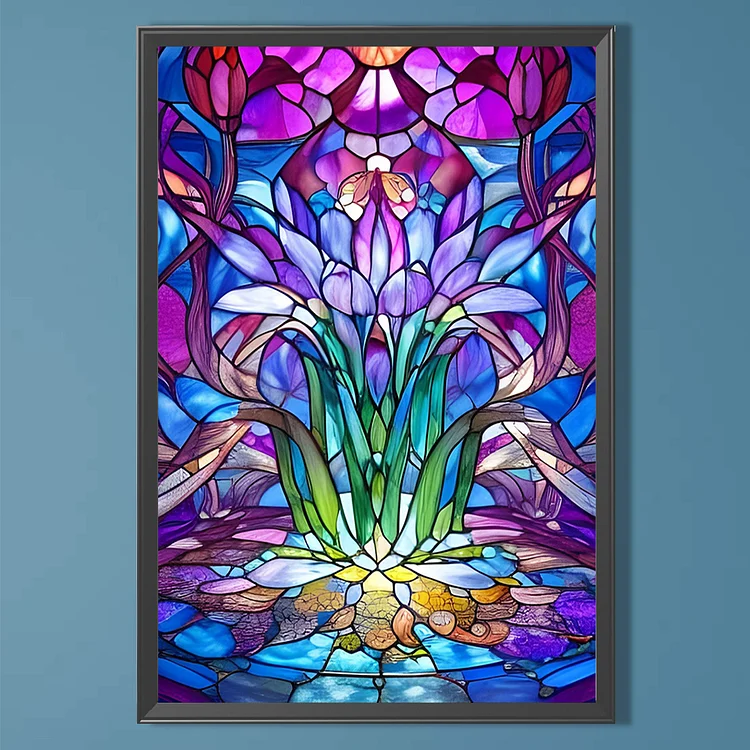 Diamond Painting - Full Round - Stained Glass Laurel  Flowers(40*40cm)-1000583.01