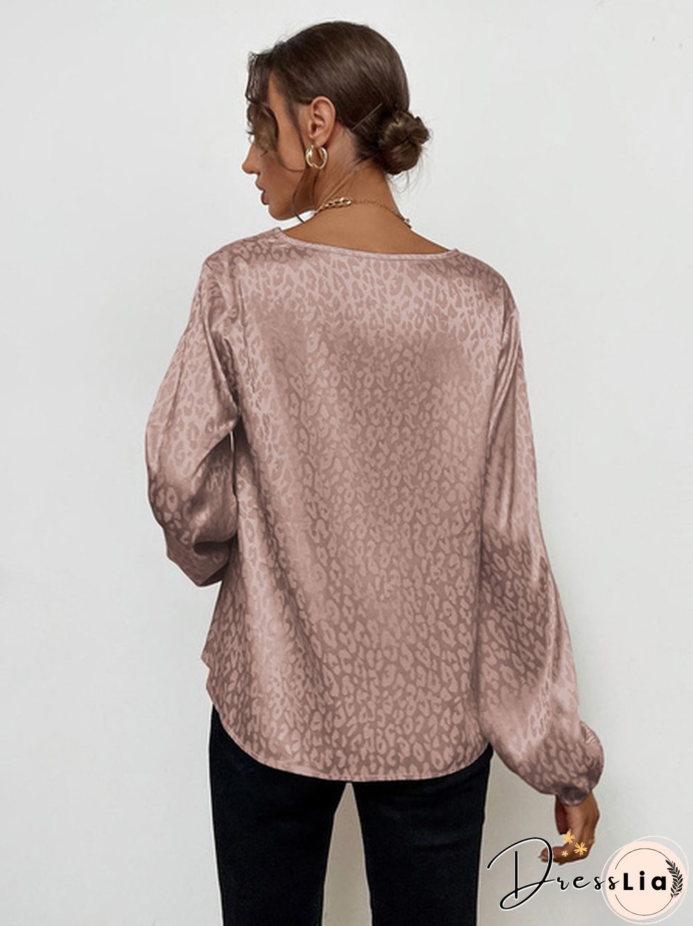 XS-8XL Spring Summer Tops Plus Size Fashion Clothes Women's Casual Long Sleeve Shirts Leopard Printed Chiffon Blouses Ladies Deep V-neck Loose T-shirts