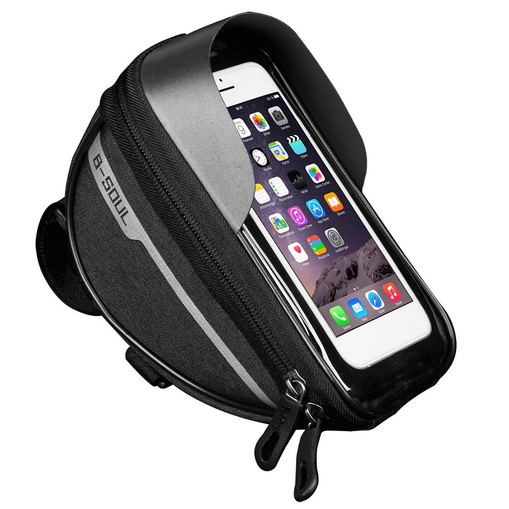 

Bicycle Front Frame Touch Screen Waterproof Phone Bag MTB Top Tube Pannier, Grey, 501 Original