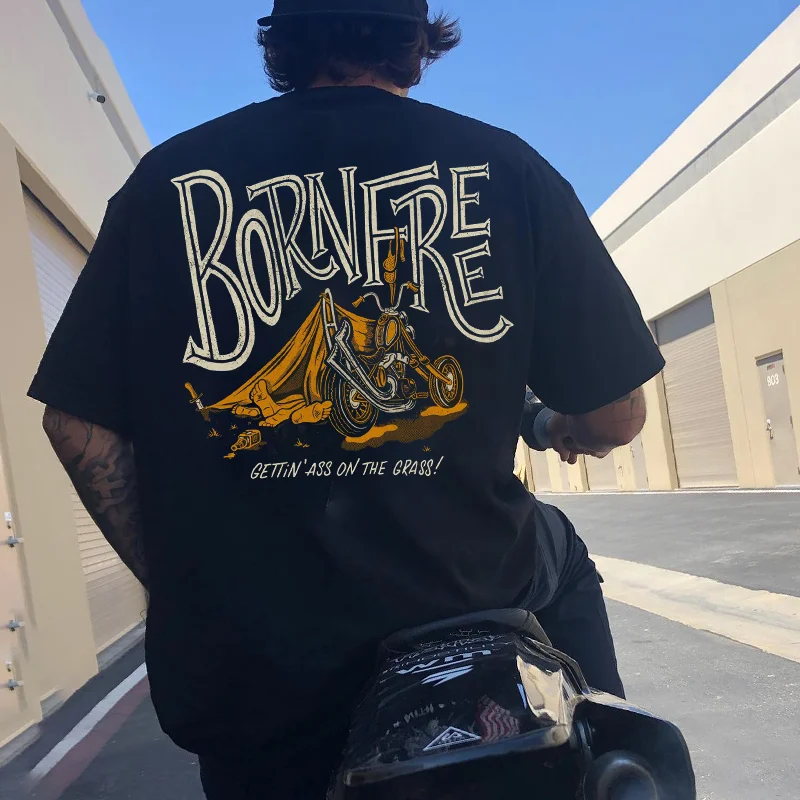 BORN FREE Riding Motor Black Print T-Shirt