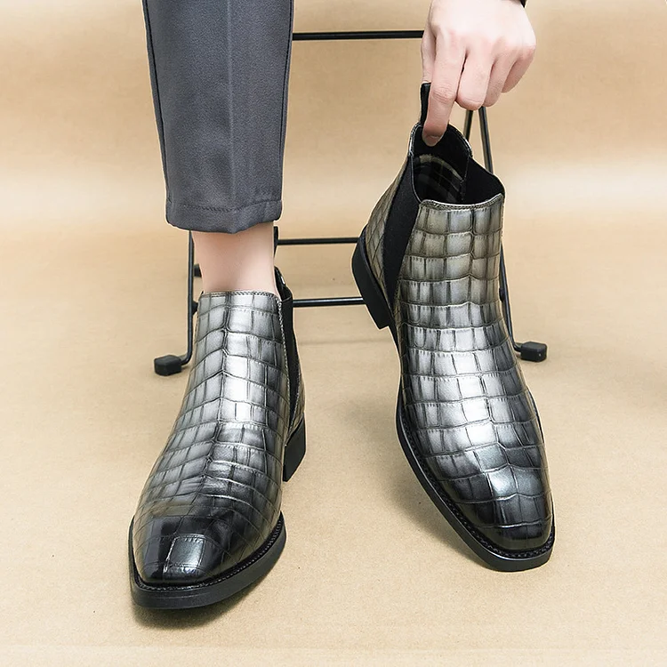 Men's Fashion Genuine Leather Exotic Ankle Boots