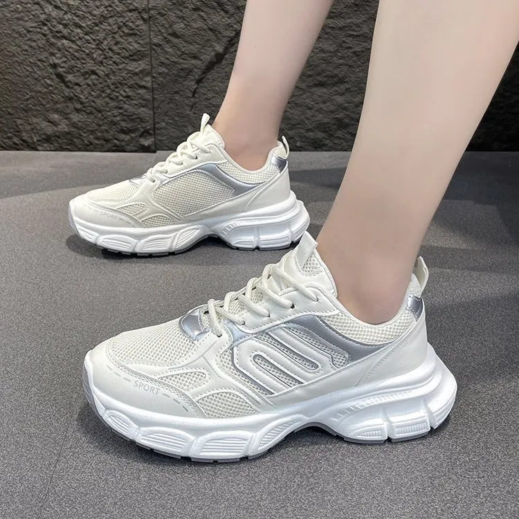 Churchf Churchf New 2024 Summer Breathable Mesh Sports Forrest Gump Shoes Silver Trend Casual Shoes