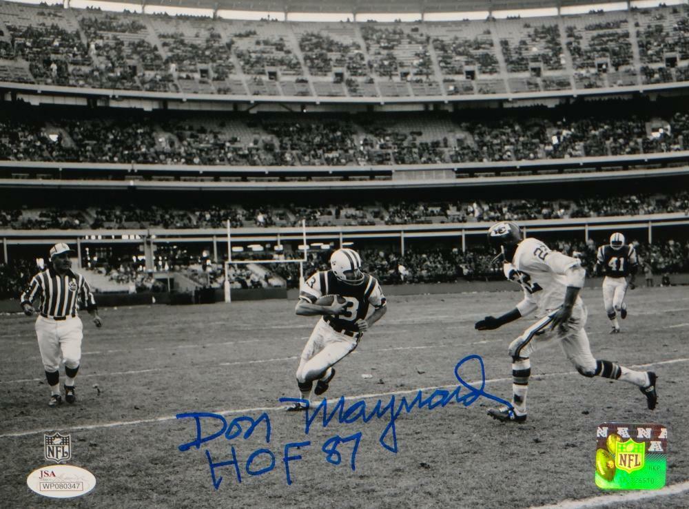 Don Maynard Autographed 8x10 NY Jets Against Chiefs Photo Poster painting W/ HOF- JSA W Auth