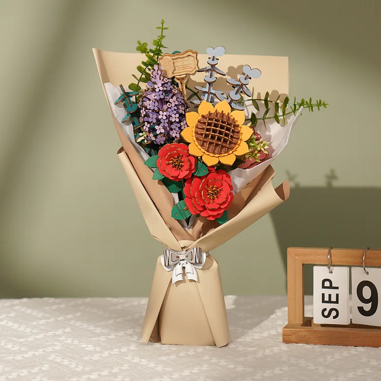 Rowood DIY Wooden Flower Bouquet 3D Wooden Puzzle | Robotime Australia