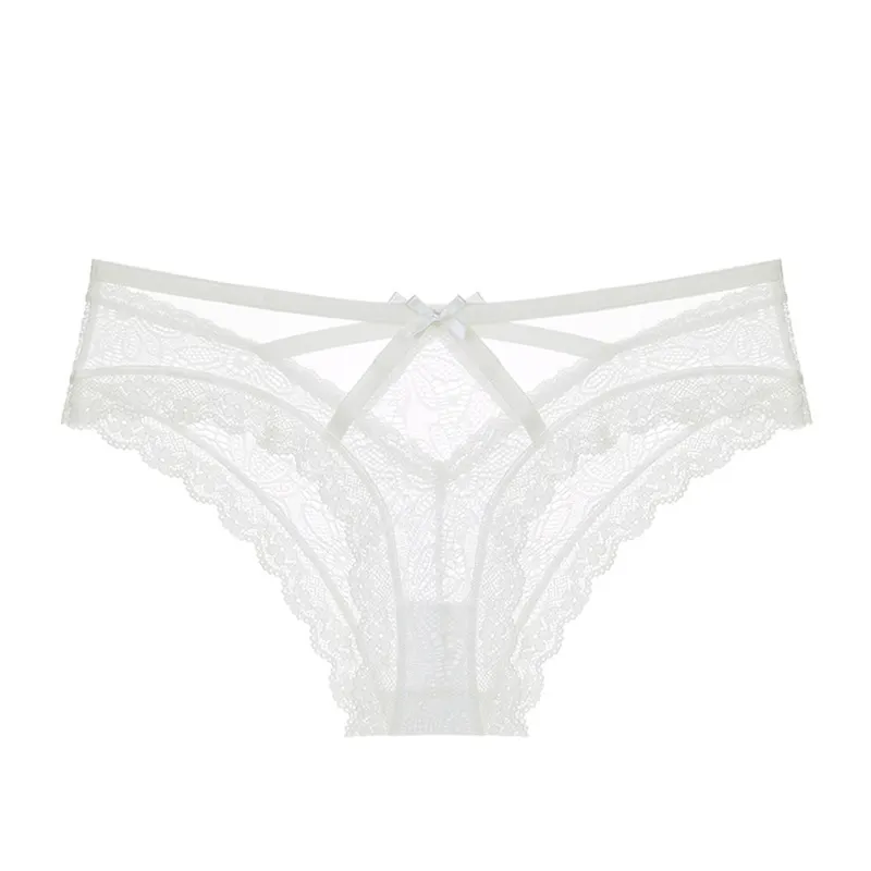 Churchf Crotch Breathable Cotton Lace Underwear Large Size Lady Sexy Multi-Colored Bows Pants Transparent Seduction