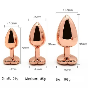 Heart-Shaped Rose Gold Metal Anal Plug for Sensual Play