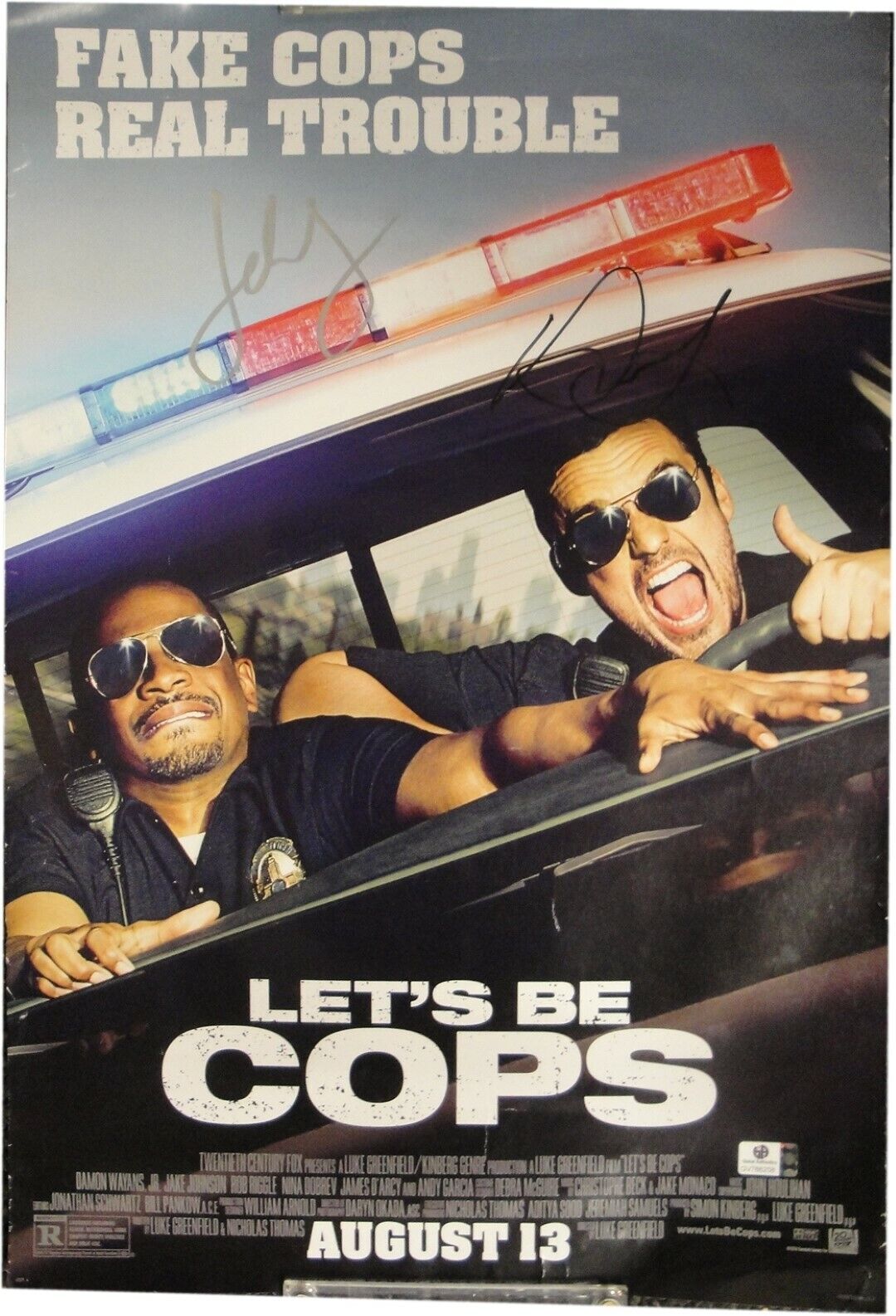 Jake Johnson & Damon Wayans Jr Lets Be Cops 14x20 Signed Photo Poster painting GA 766208