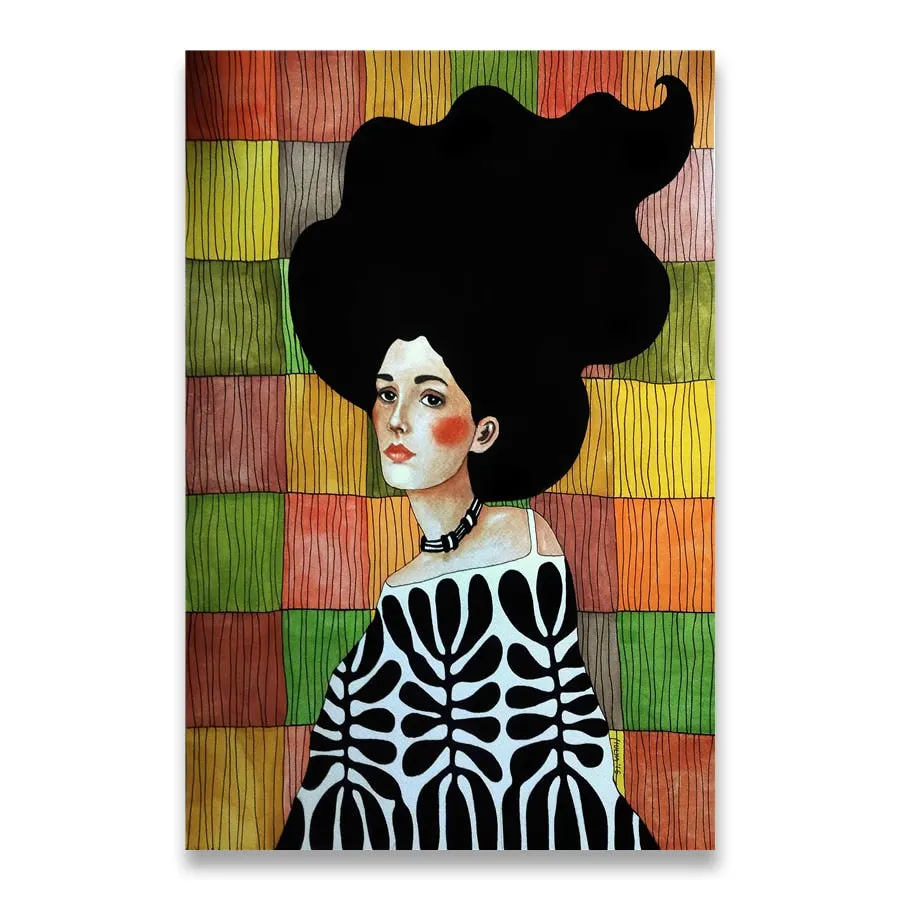 Vintage Abstract Girl Hair Flower Women Wall Art Canvas Painting Fashion Nordic Poster Wall Pictures For Living Room Unframed