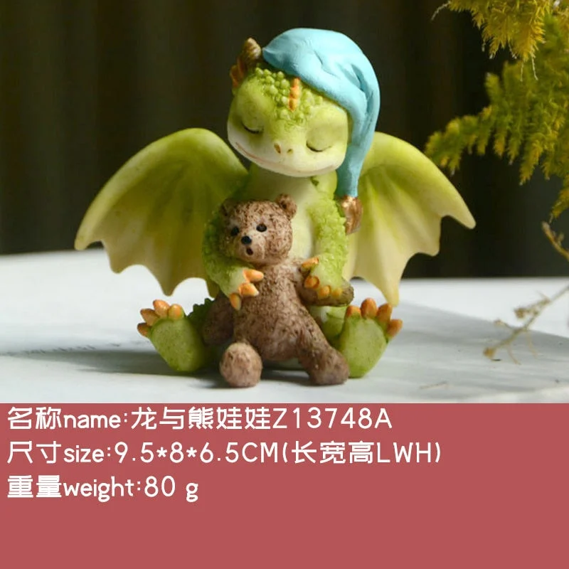 Everyday Collection Resin Simulation Magic Animal Dragon Dinosaur Miniature Fairy Garden Terrarium Bonsai Decor Dragon Figurine