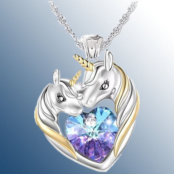 Exquisite Fashion 925 Sterling Silver Women's Fashion Unicorn Crystal Pendant Love Necklace Elegant Women Lovely Exquisite Banquet Festival Valentine's Day Christmas Eternal Jewelry Anniversary Gift - Shop Trendy Women's Fashion | TeeYours