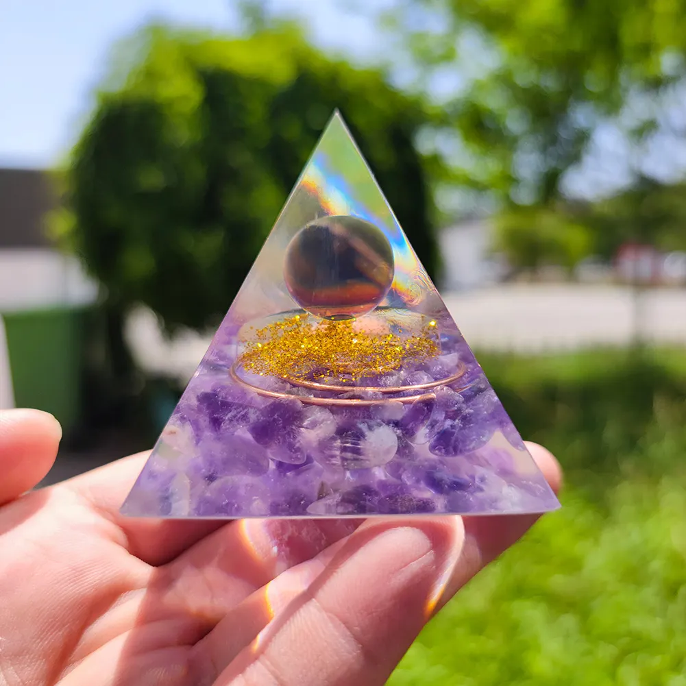 5cm Natural Stone Orgonite Pyramid Heal Crystal Orgone Energy Generator (E)