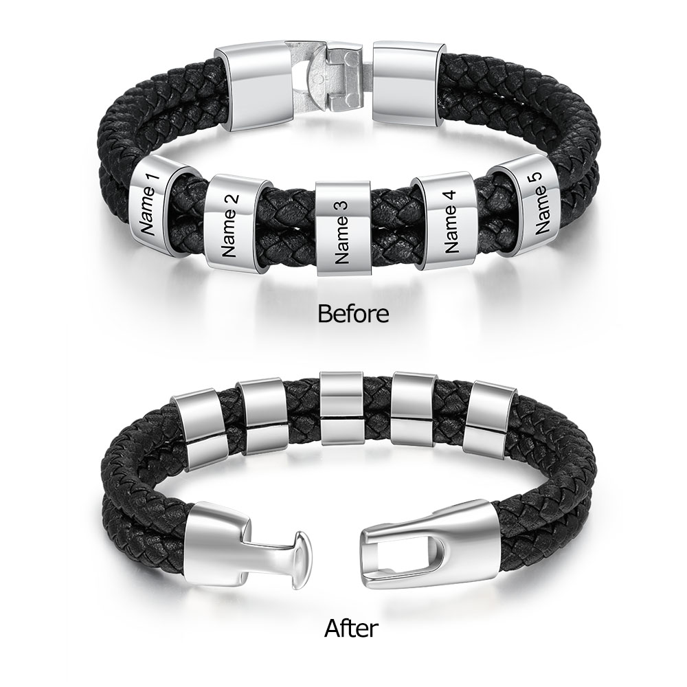 Personalised 1 Photo & 1 Letter & 6 Names Gift Set Custom Wallet & Bracelet & Pen Gift Box Set Father’s Day Gifts-Jessemade AU