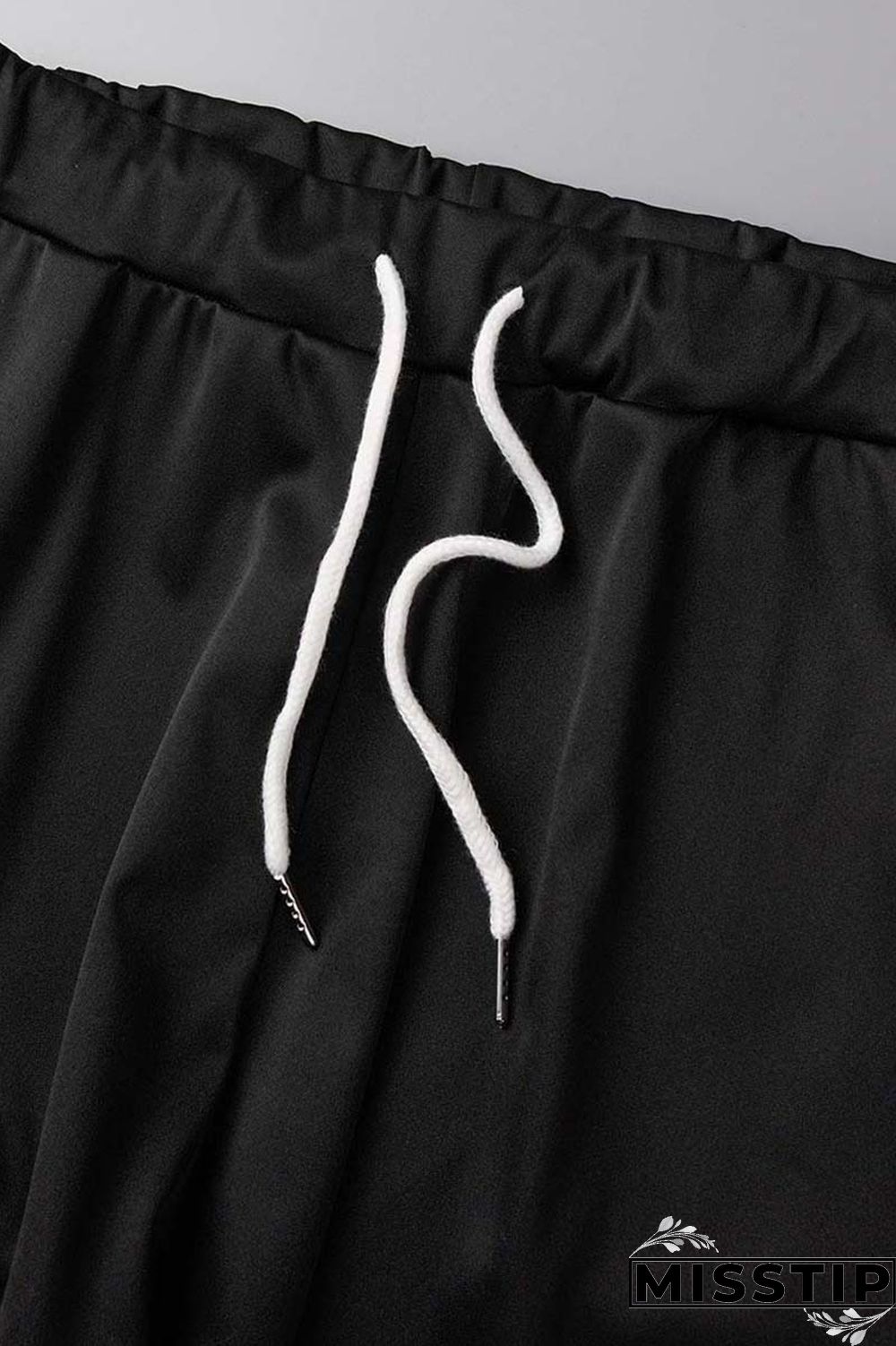 Black Casual Letter Print Patchwork V Neck Short Sleeve Two Pieces