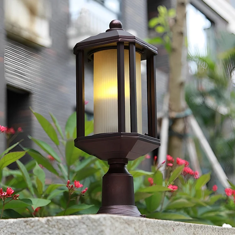 Retro Aluminum Waterproof Rose Gold American Style Outdoor Pillar Lamp - Appledas