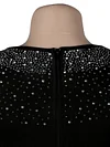 Beaded Decorate Long Sleeve Hollow Sexy Slim Midi Dress