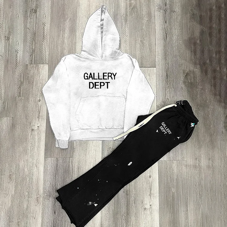 Gallery Dept Print Hip Hop Pullover Hoodie & Flared Trousers