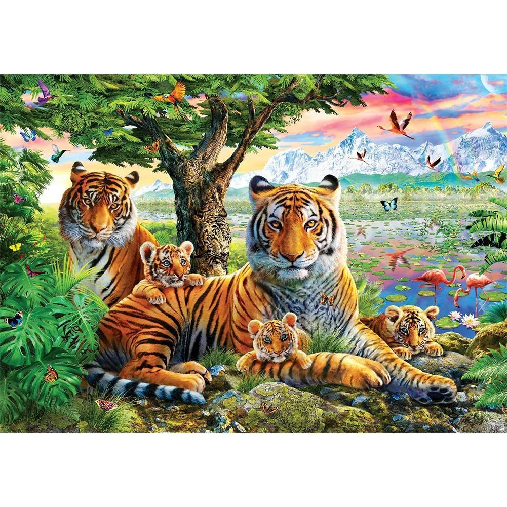 Diamond Painting - Full Round Drill - Tigers Family(40*30cm)