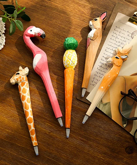 Handmade Wood Carved Animal Gel Pen