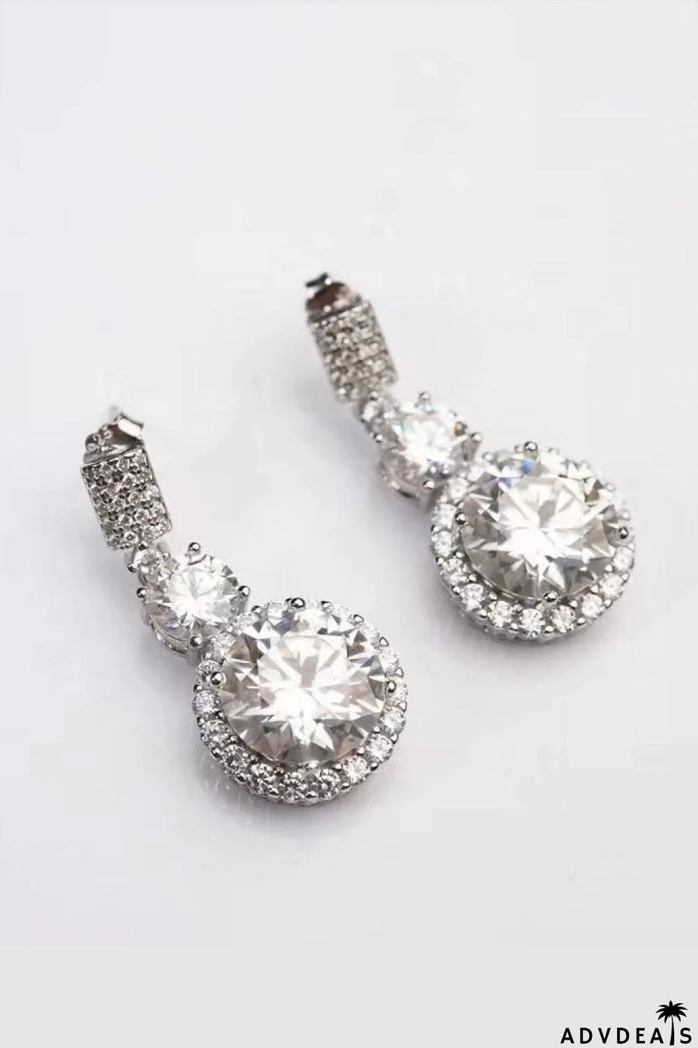 12 Carat Moissanite Platinum-Plated Drop Earrings
