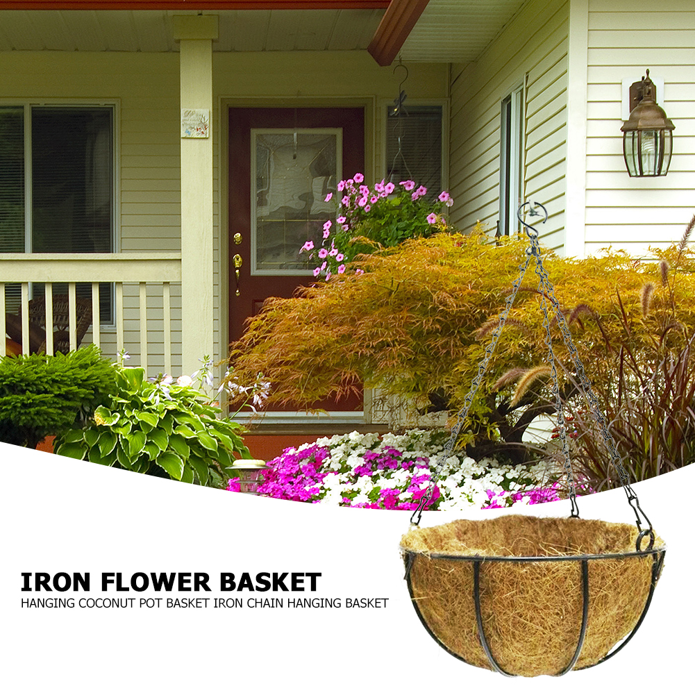 

Iron Art Coconut Palm Baskets Flower Plant Pot Chain Hanging Liners Planter, 501 Original