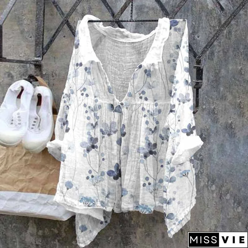 White Casual Long Sleeve Shirt Collar Shirts & Tops