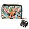 2pcs Flower Deer Pattern Diamond Painting Fashion Card Holder Compact Coin Purse