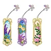 (US Local)3Pcs Special Shaped Framed Flowers 5D DIY Diamond Art Book Mark for Home Office