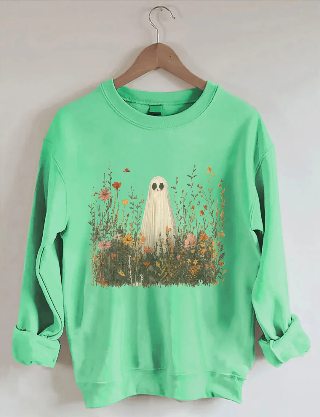 Retro Ghost In Wildflowers Sweatshirt
