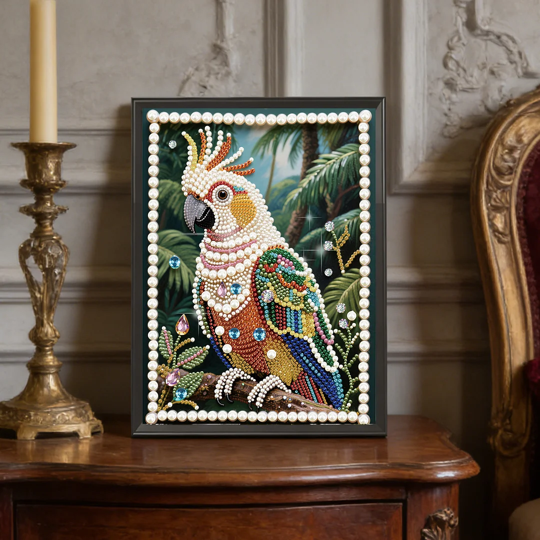 Yellow Parrot DIY Partial Diamond Pearl Painting Art Kits 30x40cm Special Shape Pearl Gem Paintings Picture Arts Craft for Home Wall Decor