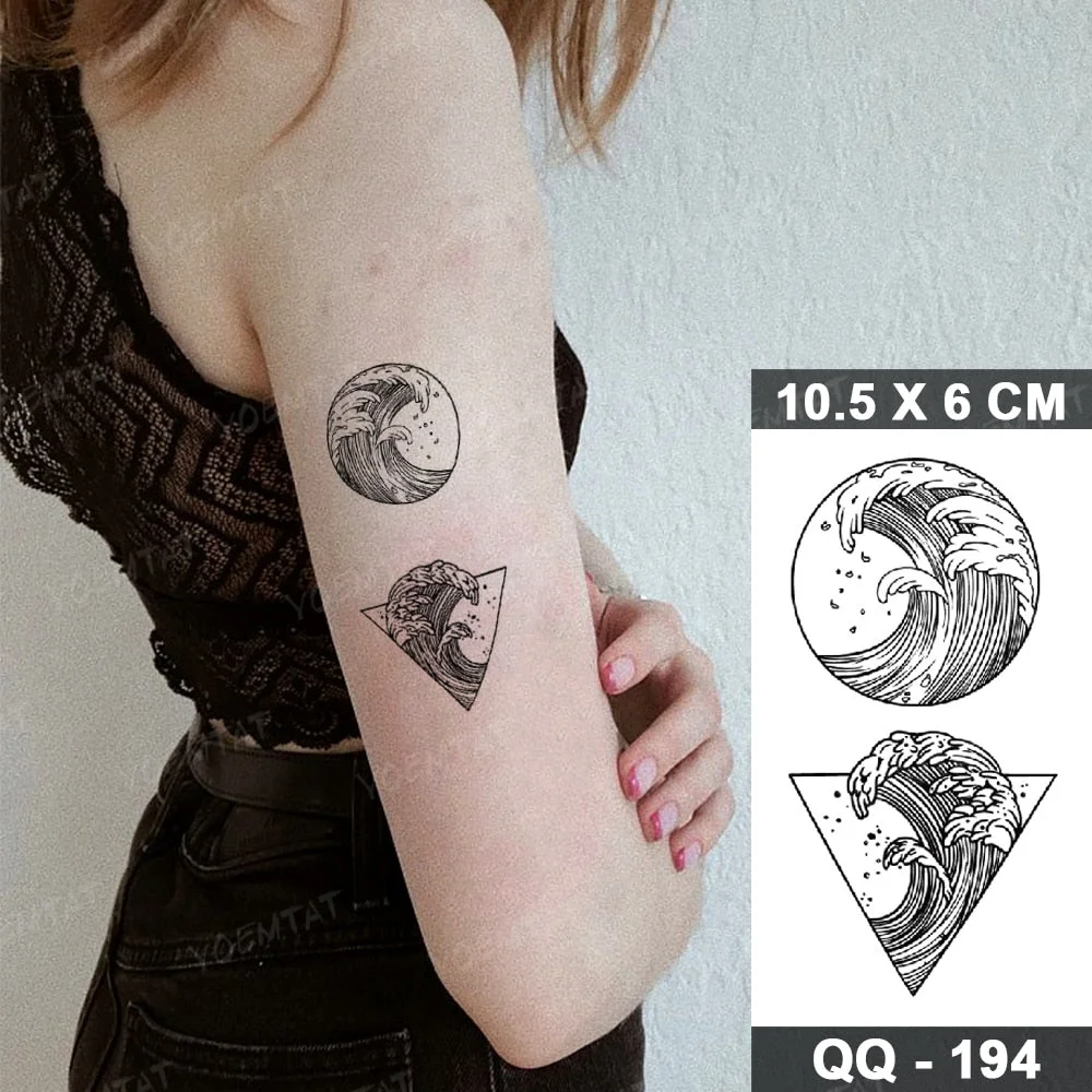 Waterproof Temporary Tattoo Stickers Clock Compass Flower Arrow Henna Flash Tatoo Women Men Indian Hand-painted Small Fake Tatto