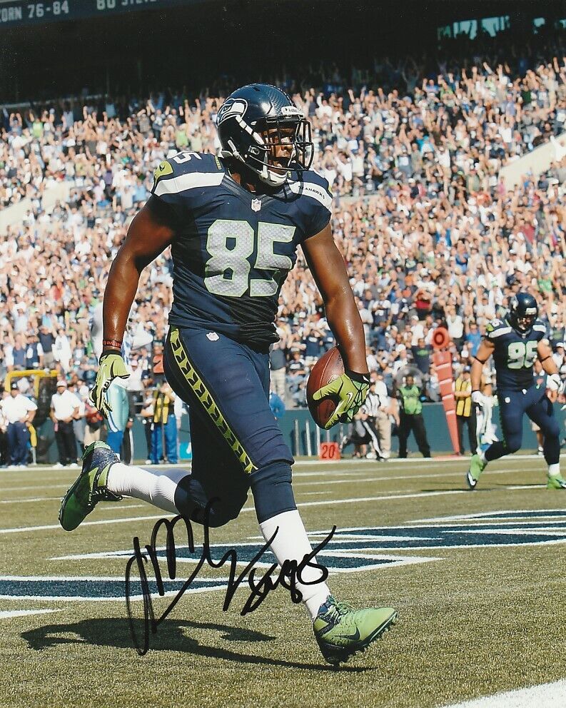 ANTHONY McCOY SIGNED SEATTLE SEAHAWKS FOOTBALL 8x10 Photo Poster painting #1 NFL AUTOGRAPH