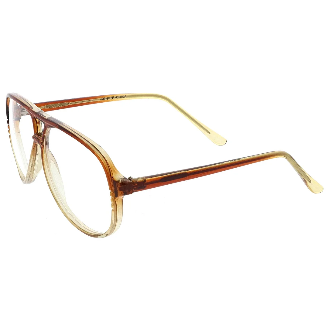 Retro Transparent Flat Top Teardrop Clear Lens Aviator Eyeglasses 56mm