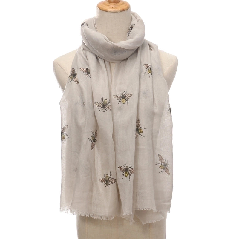 Women’s Sweet Bee Polyester Printing Shawls