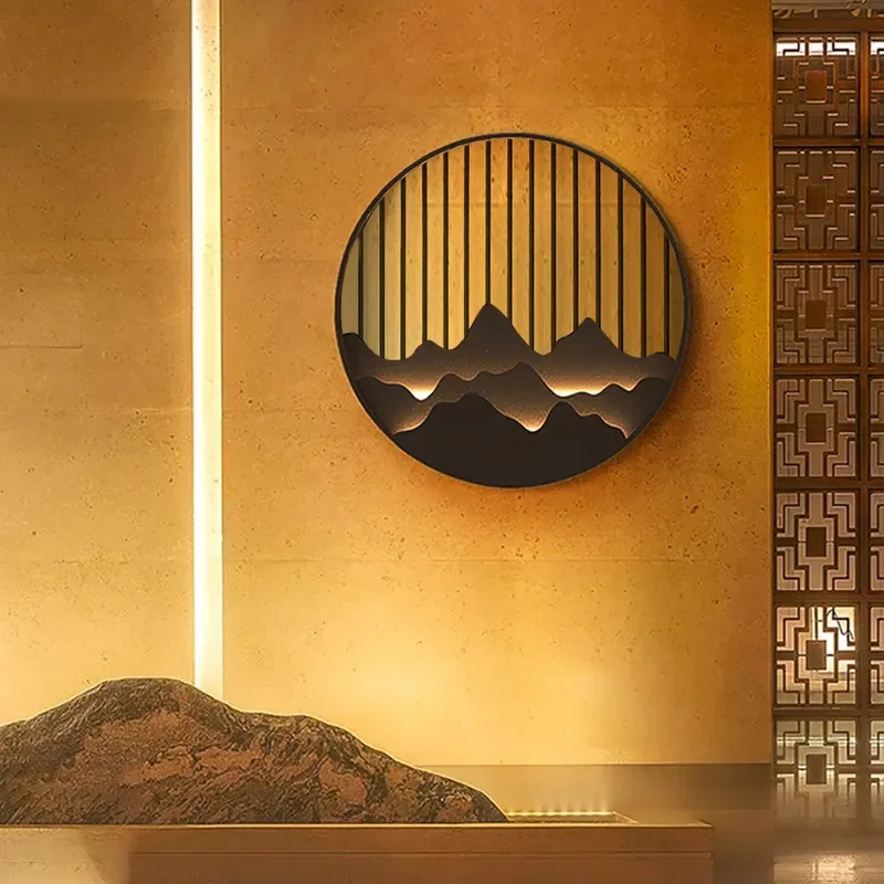 LED Circle Layered Mountain Pattern Sconce JOSENART Josenart