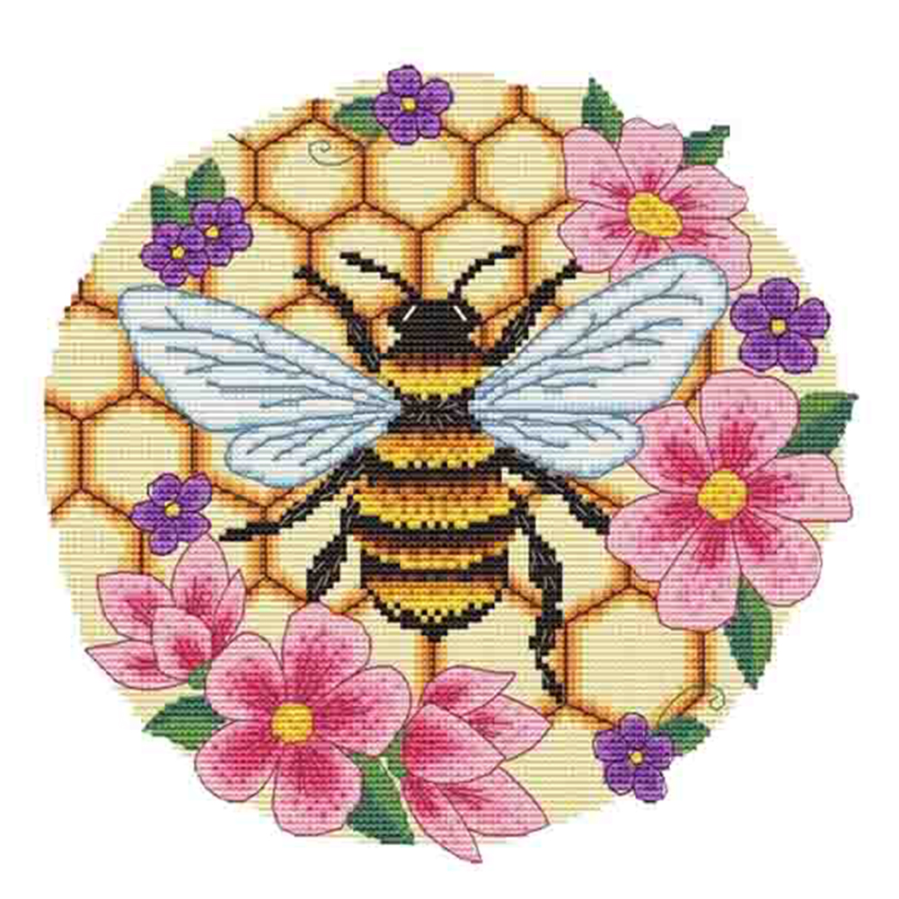 

Bee Flower - 11CT Stamped Cross Stitch - 50*50CM, 501 Original
