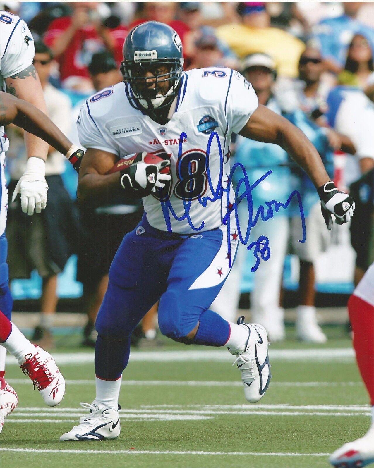 MACK STRONG SIGNED PRO BOWL SEATTLE SEAHAWKS 8x10 Photo Poster painting - #6 with PROOF