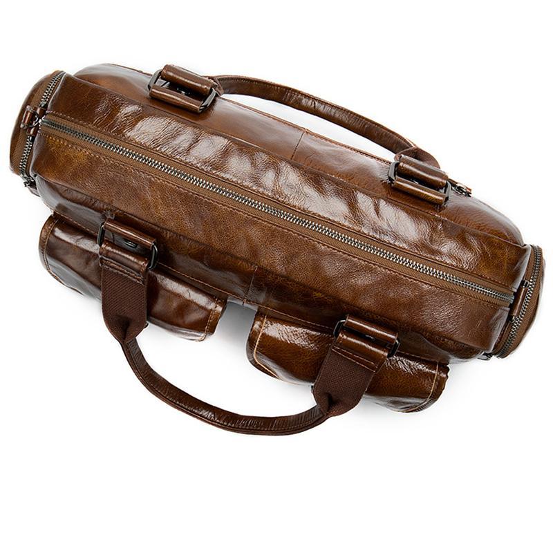 Men's Business Handbag Large Capacity Retro Leather Travel Shoulder Bag