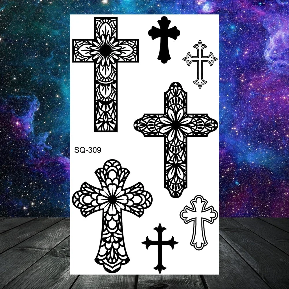 Black Skull Rose Flower Temporary Tattoos For Women Adult Girls Kids Snake Scorpion Wolf Tree Fake Tattoo Finger Ear Tatoos