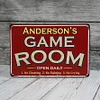 Game Room Metal Sign Red Custom Name