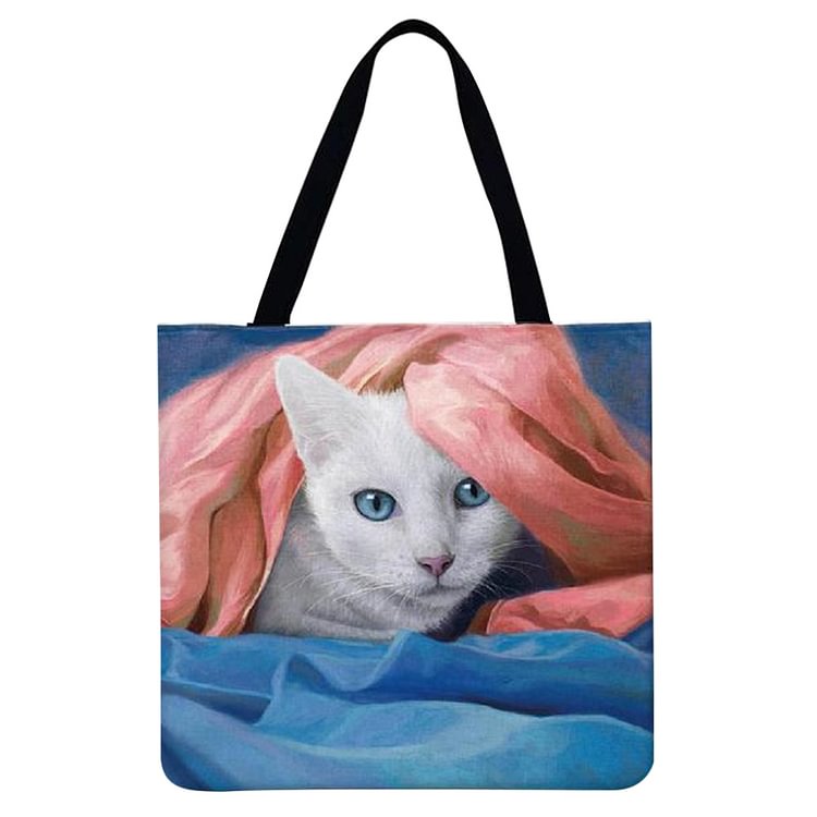 【Limited Stock Sale】Linen Tote Bag - Lovely Cat