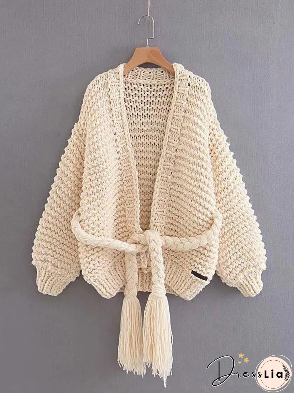 Hollow Knitting Bandage Long Sleeves Cardigan Tops