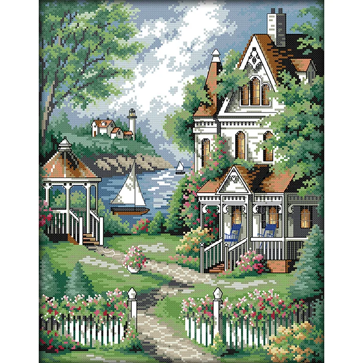 Landscape 14CT Printed Cross Stitch Kits (35*44CM) fgoby
