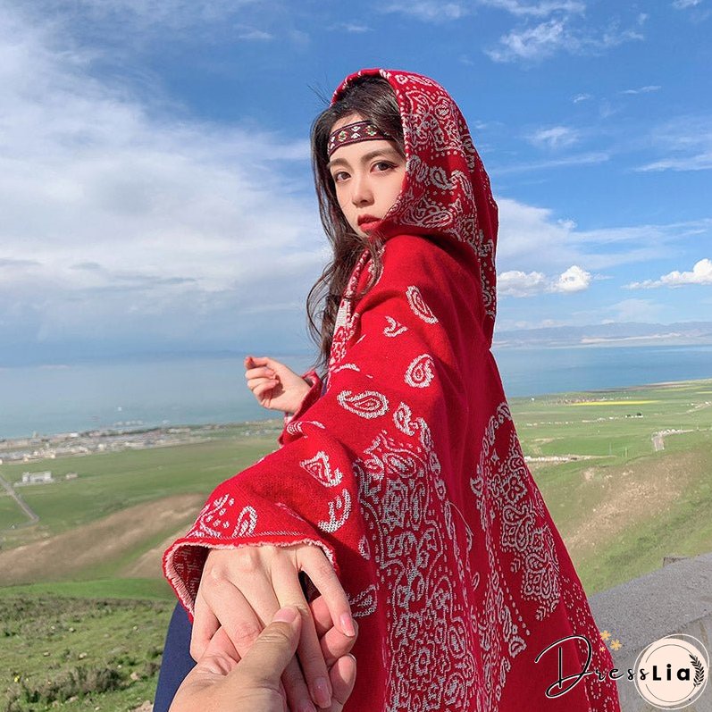 The New Dual-purpose Tibetan and National Style Scarf In Autumn and Winter.