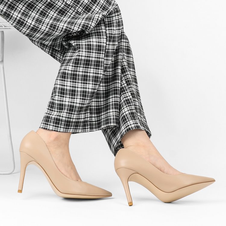 90mm Women's Pumps Shoes Middle Heels Pointy Toe Dress Pump Stilettos