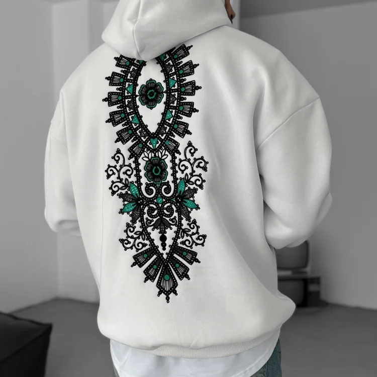Ethnic Design Print Casual Oversized Hoodie